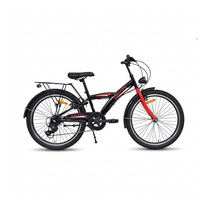 Chanty 24" Kinderfahrrad – Junge – Schwarz/Rot – 7 Gänge & V-Bremsen
