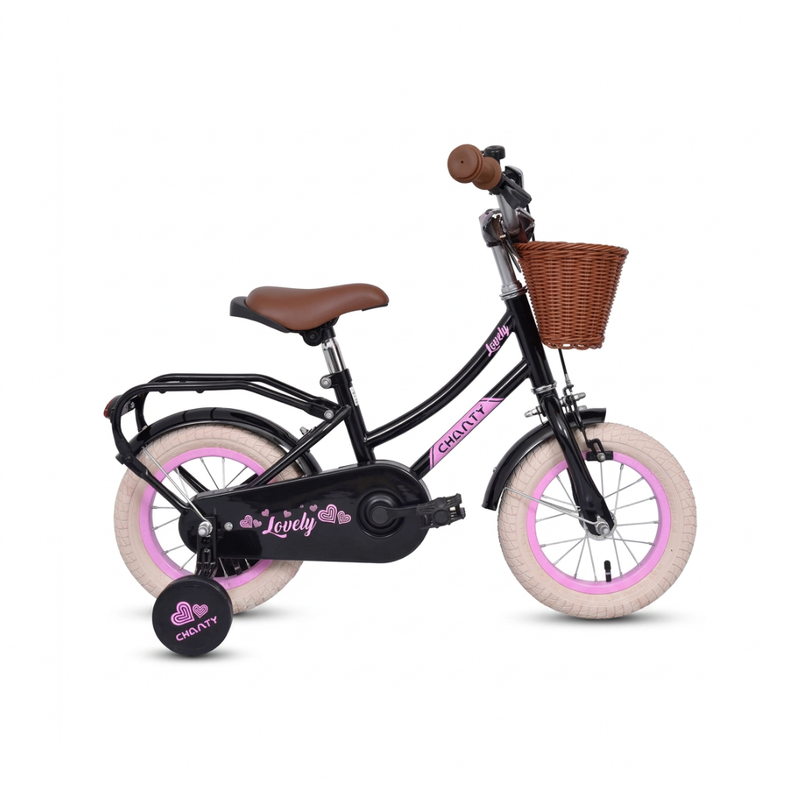 CHANTY Lovely 12" Schwarzes Mädchenfahrrad | 2-4 Jahre |