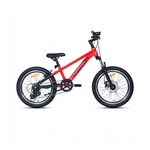 Rotes Mountainbike auf weißem Hintergrund.