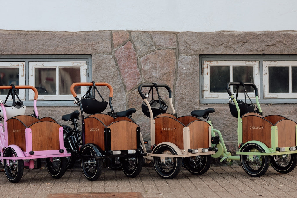 Søskendepakken - 4 børneladcykler inkl. hjelm, flaskeholder, håndtag i 2 farver og ringklokke (kopi) - BørnecyklerneChantyBørnecyklerneSortSøskendepakken - 4 børneladcykler inkl. hjelm, flaskeholder, håndtag i 2 farver og ringklokke (kopi)Sort